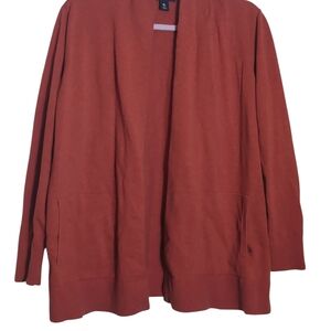 Lands' End Terracotta Open Front Cardigan
